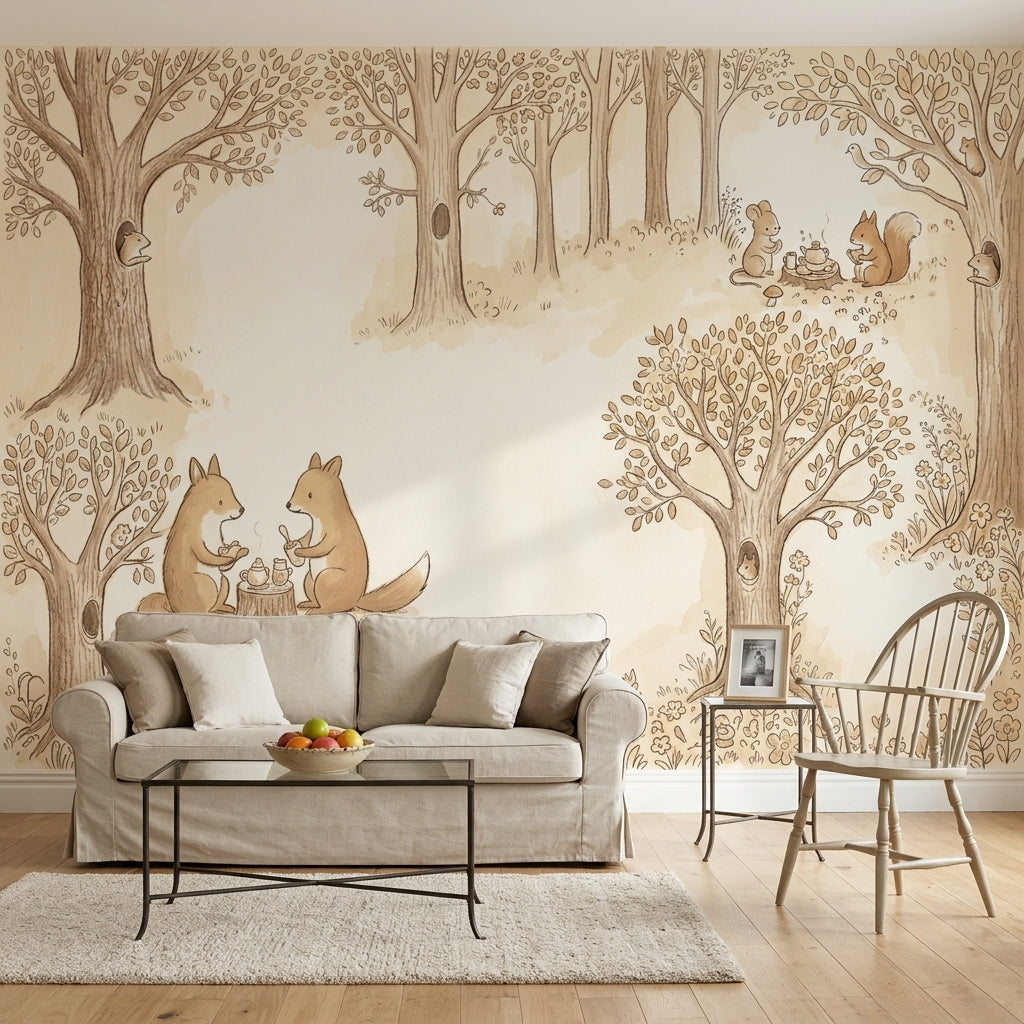 Woodland Wallpaper Storybook Tea Party Removable Wall Decor