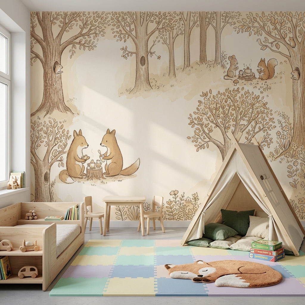 Woodland Wallpaper Storybook Tea Party Removable Wall Decor