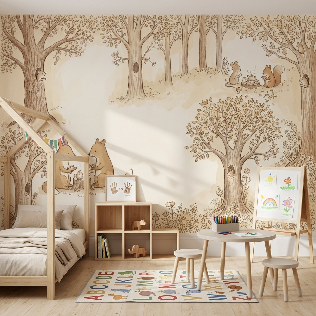 Woodland Wallpaper Storybook Tea Party Removable Wall Decor