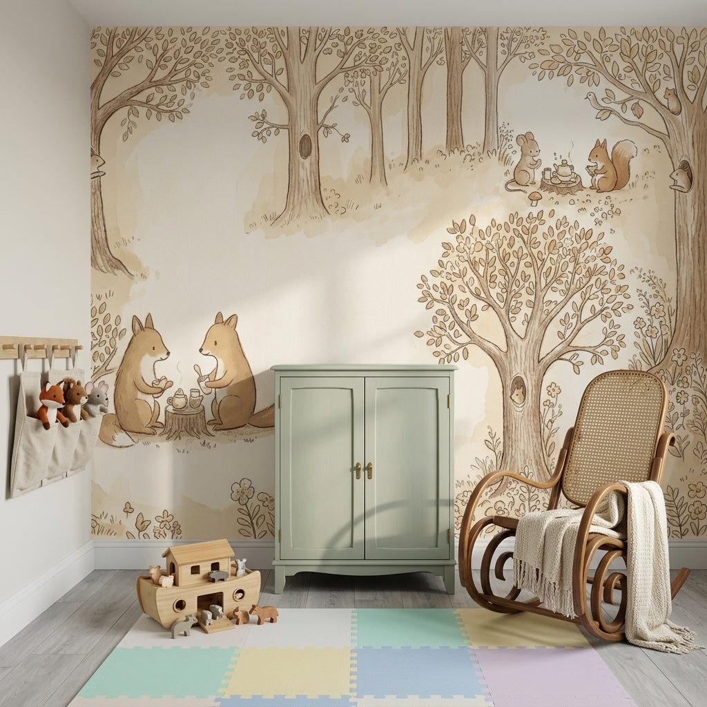 Woodland Wallpaper Storybook Tea Party Removable Wall Decor