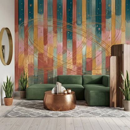 Watercolor Wallpaper Striped Celestial Wall Mural