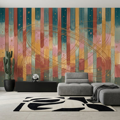 Watercolor Wallpaper Striped Celestial Wall Mural