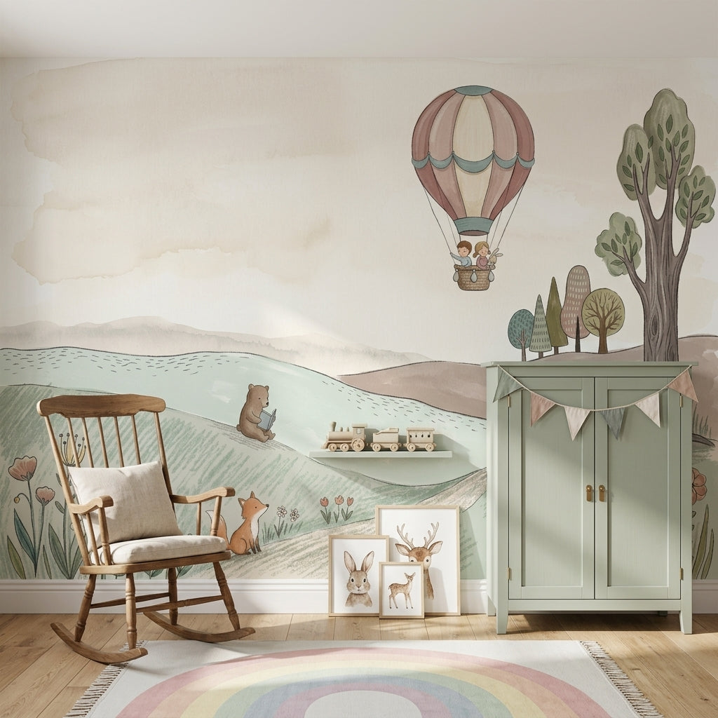Hot Air Balloon Wallpaper Storybook Nursery Removable Wall Decor