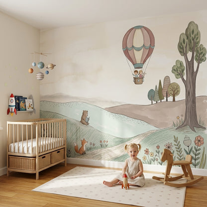 Hot Air Balloon Wallpaper Storybook Nursery Removable Wall Decor