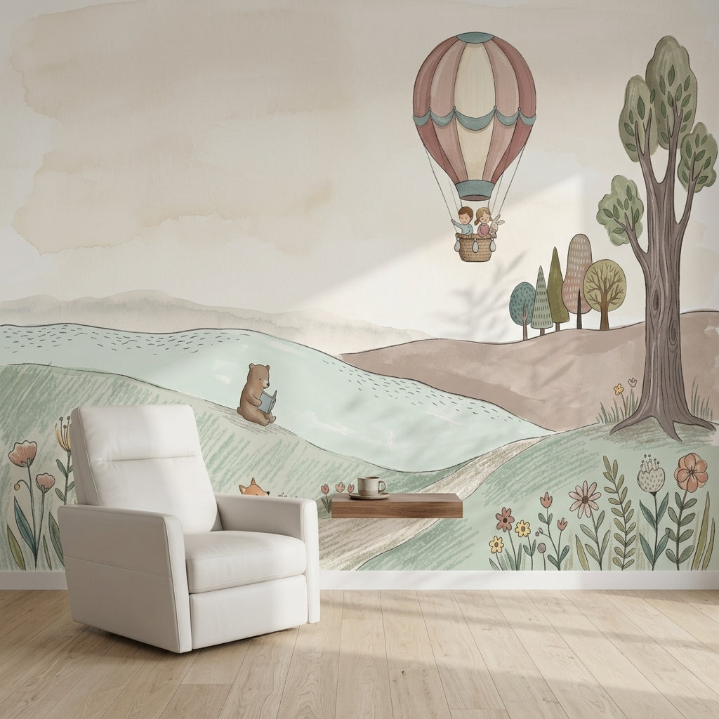 Hot Air Balloon Wallpaper Storybook Nursery Removable Wall Decor