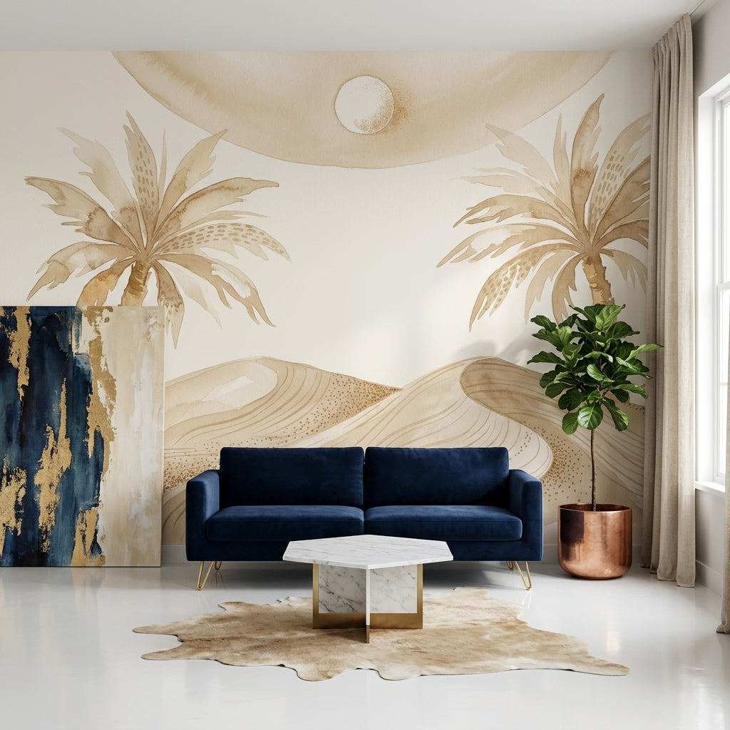 White Background Wallpaper Minimalist Tropical Removable Wall Decor