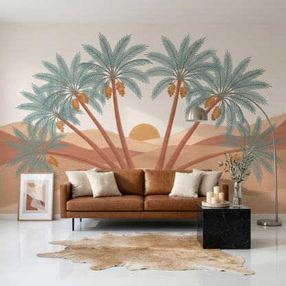 Desert Landscape Wallpaper Oasis Date Palm Trees Wall Mural
