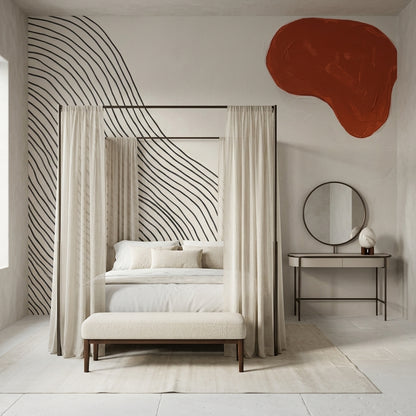 White Background Wallpaper Topographic Map Removable Wall Decor