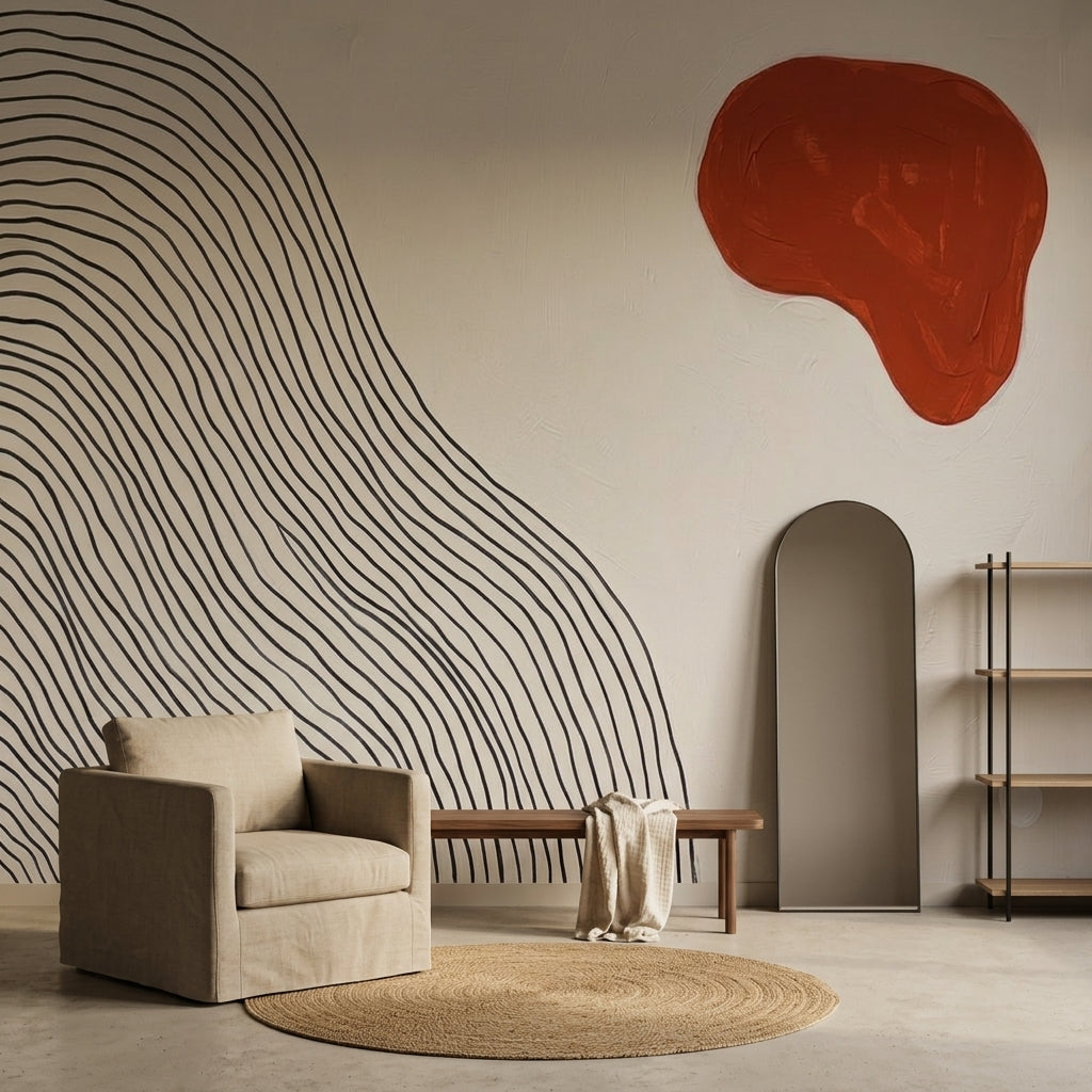 White Background Wallpaper Topographic Map Removable Wall Decor