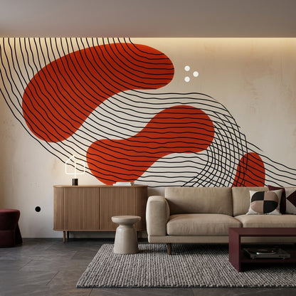 Mid Century Modern Wallpaper White Background Wall Mural