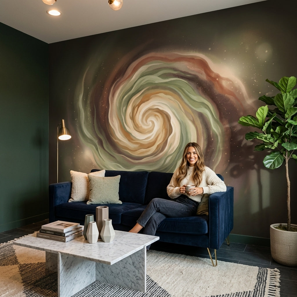 Dark Abstract Spiral Wallpaper Nebula Vortex Galaxy Swirl Removable Wall Decor