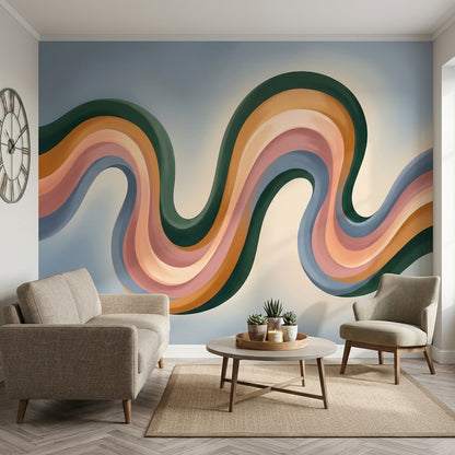Mid Century Modern Wallpaper Retro Abstract Removable Wall Decor