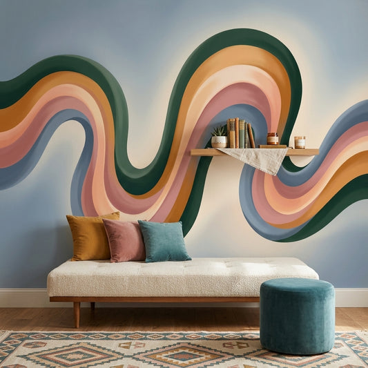 Mid Century Modern Wallpaper Retro Abstract Removable Wall Decor