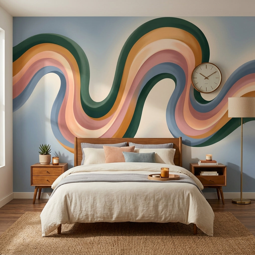 Mid Century Modern Wallpaper Retro Abstract Removable Wall Decor
