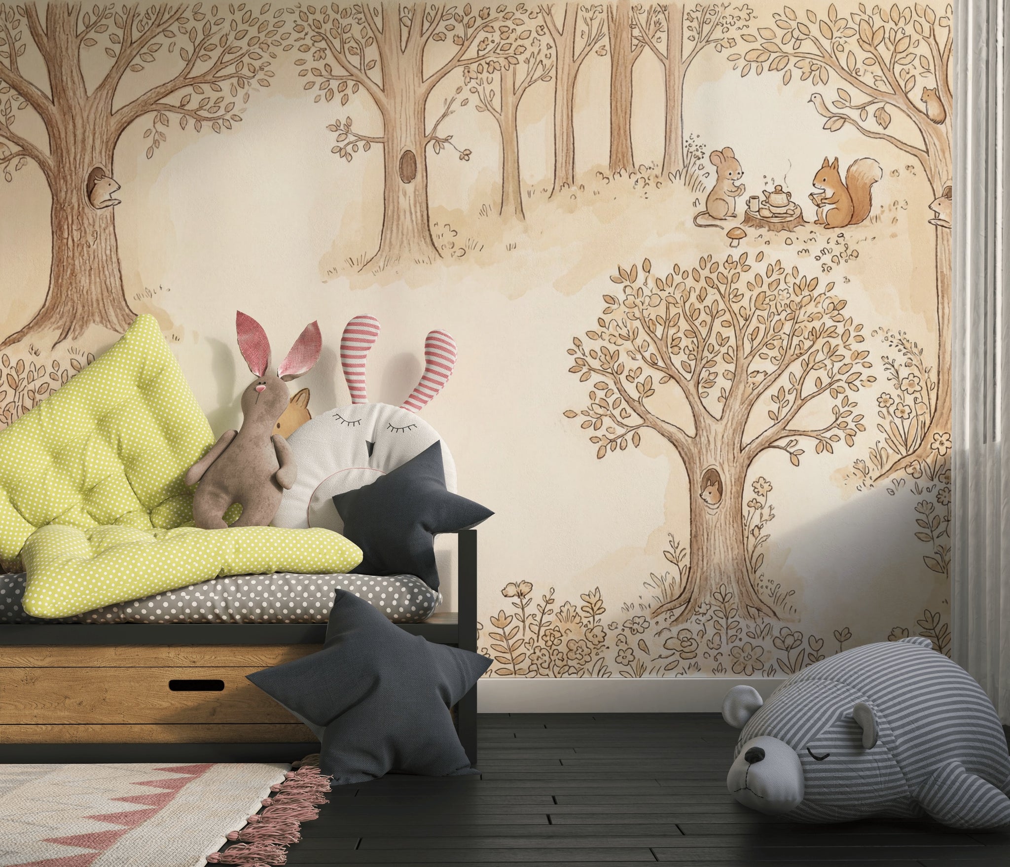Woodland Wallpaper Storybook Tea Party Removable Wall Decor