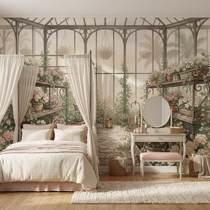 Greenhouse Wallpaper Floral Garden Removable Wrought Iron Wall Decor