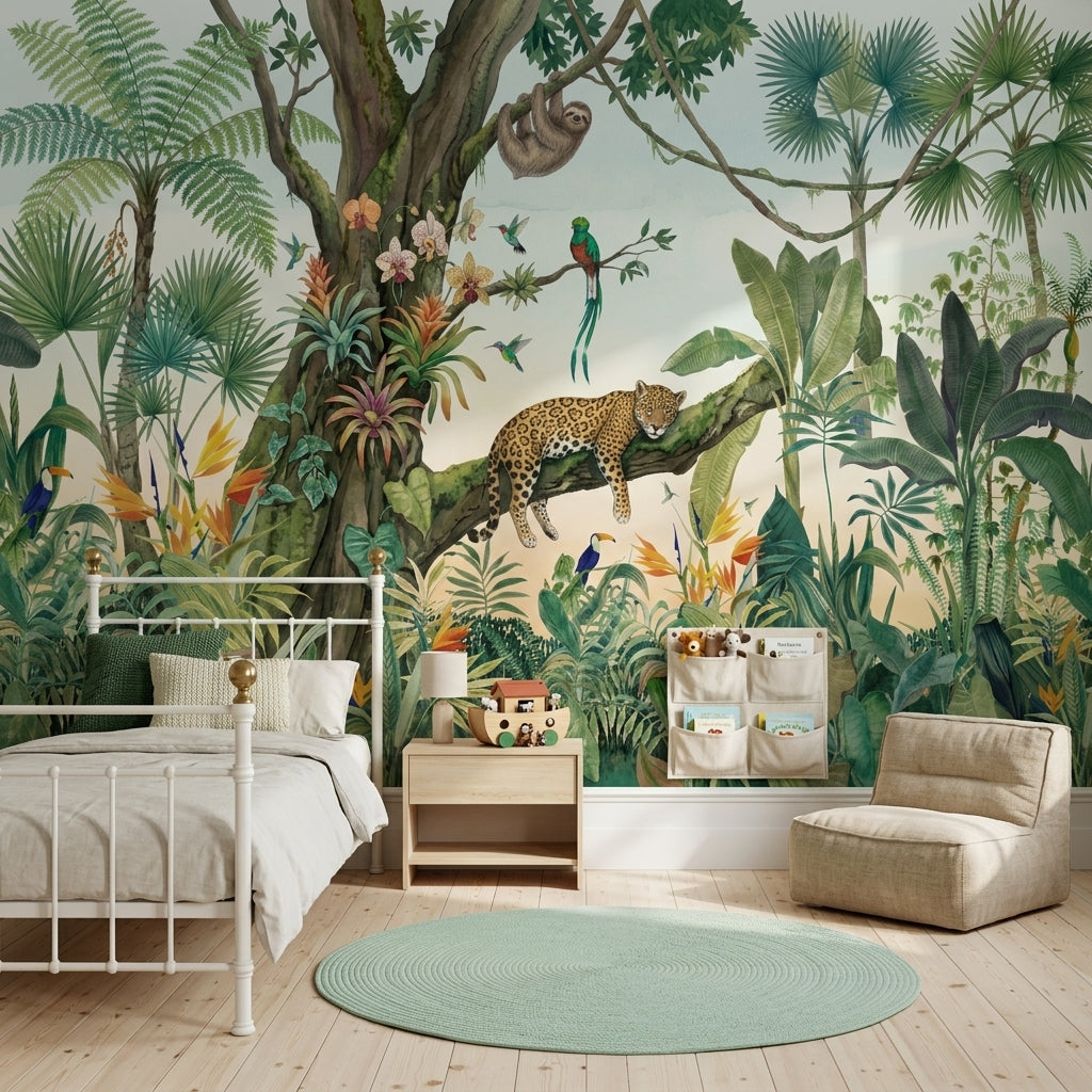 Tropical Jungle Wallpaper Rainforest Leopard Wall Mural