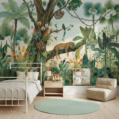 Tropical Jungle Wallpaper Rainforest Leopard Wall Mural