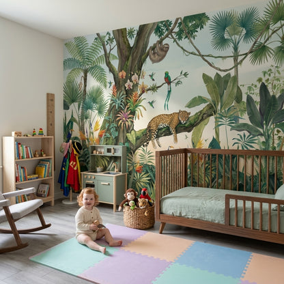 Tropical Jungle Wallpaper Rainforest Leopard Wall Mural
