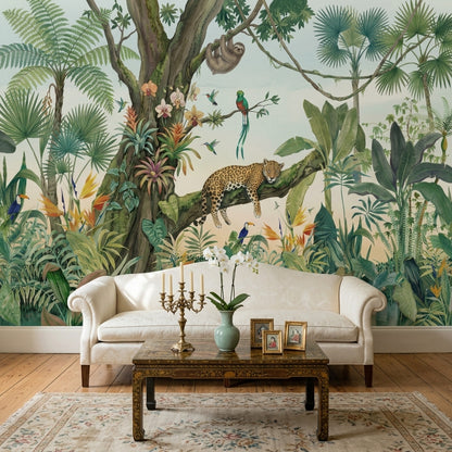Tropical Jungle Wallpaper Rainforest Leopard Wall Mural