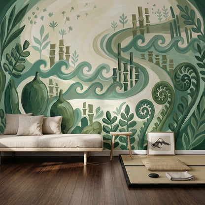Totem Wallpaper Bamboo Fern Wall Mural