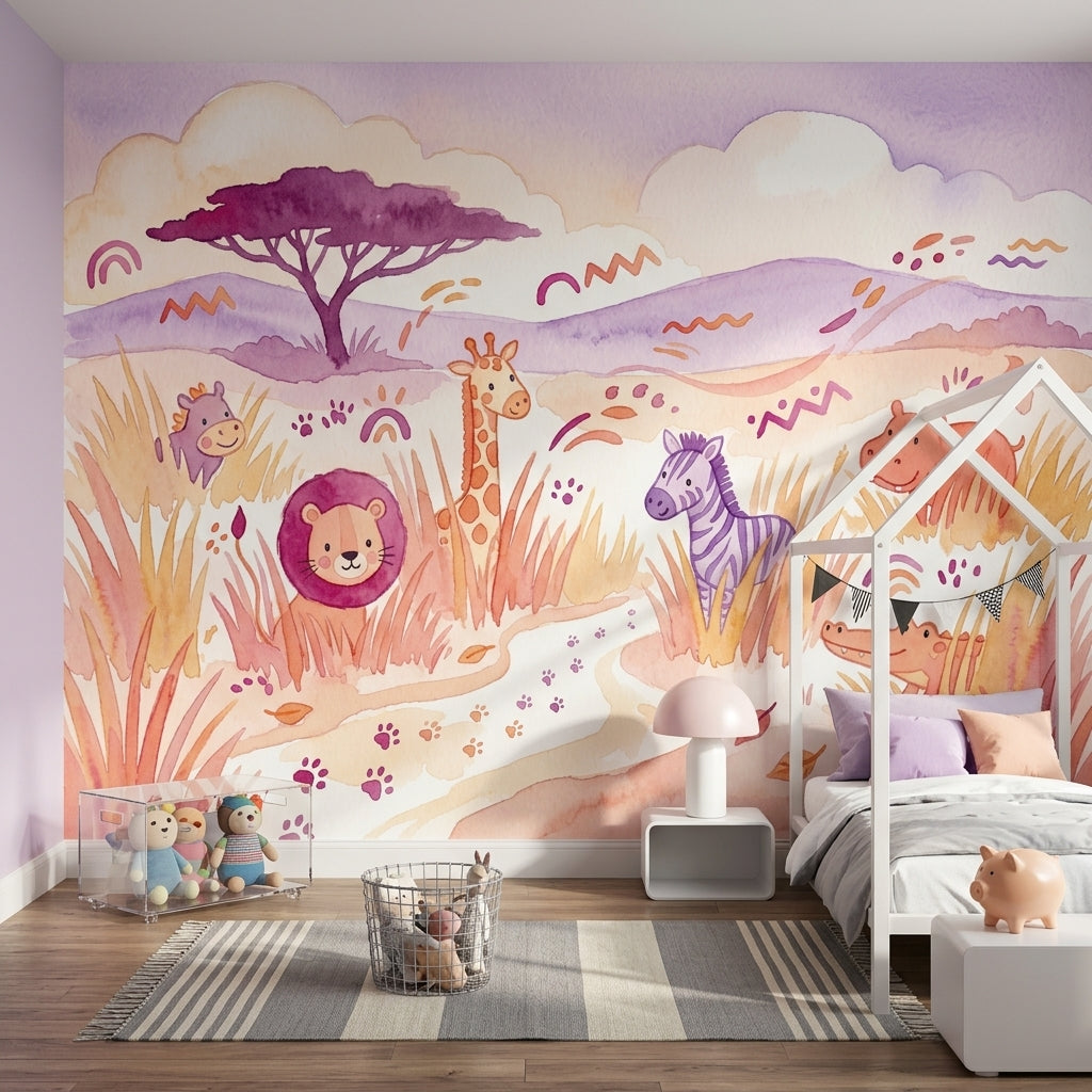 Tree Silhouette Wallpaper Safari Animals Nursery Removable Wall Decor