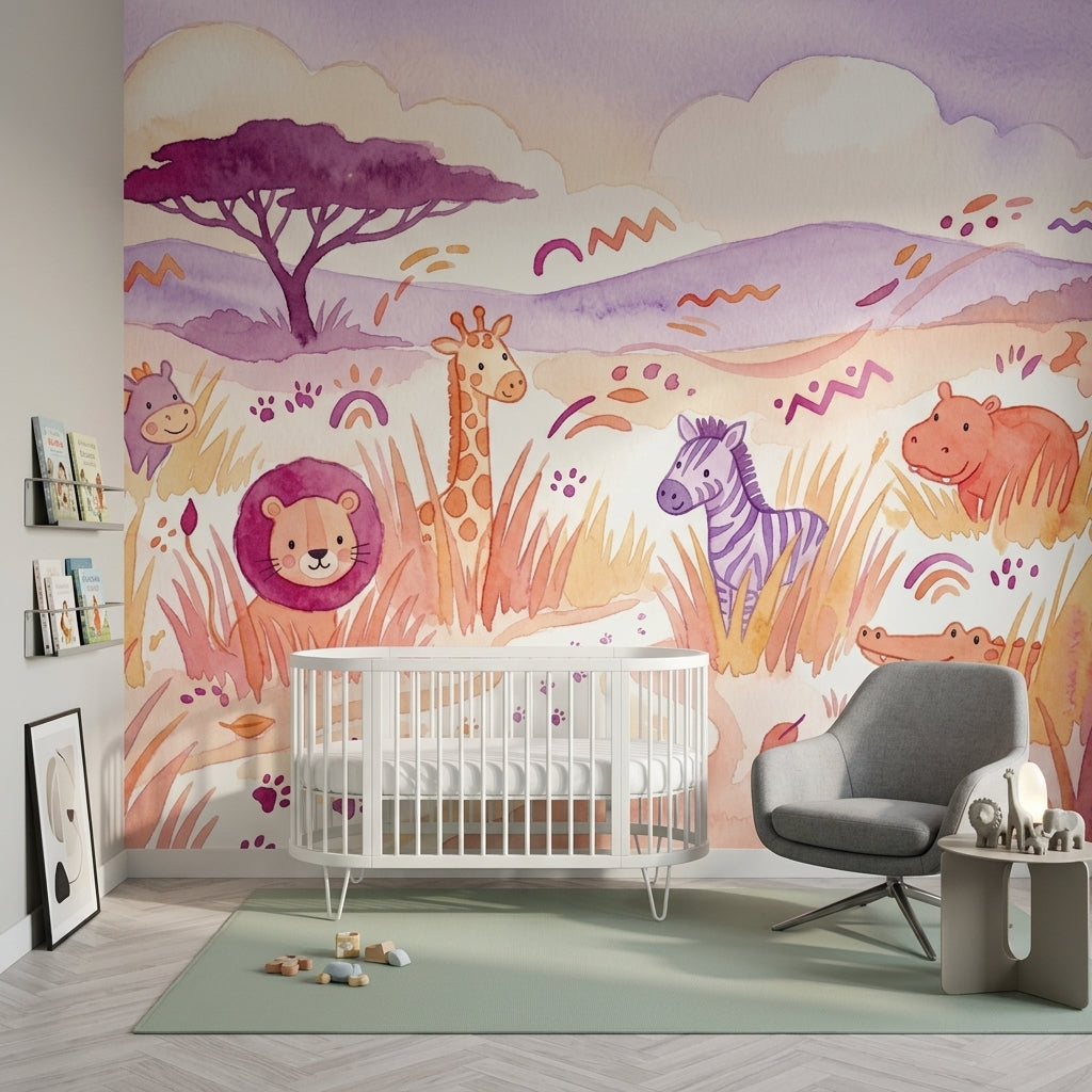 Tree Silhouette Wallpaper Safari Animals Nursery Removable Wall Decor