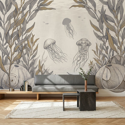Jellyfish Wallpaper Underwater Removable Kelp Wall Decor