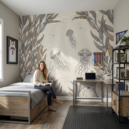Jellyfish Wallpaper Underwater Removable Kelp Wall Decor