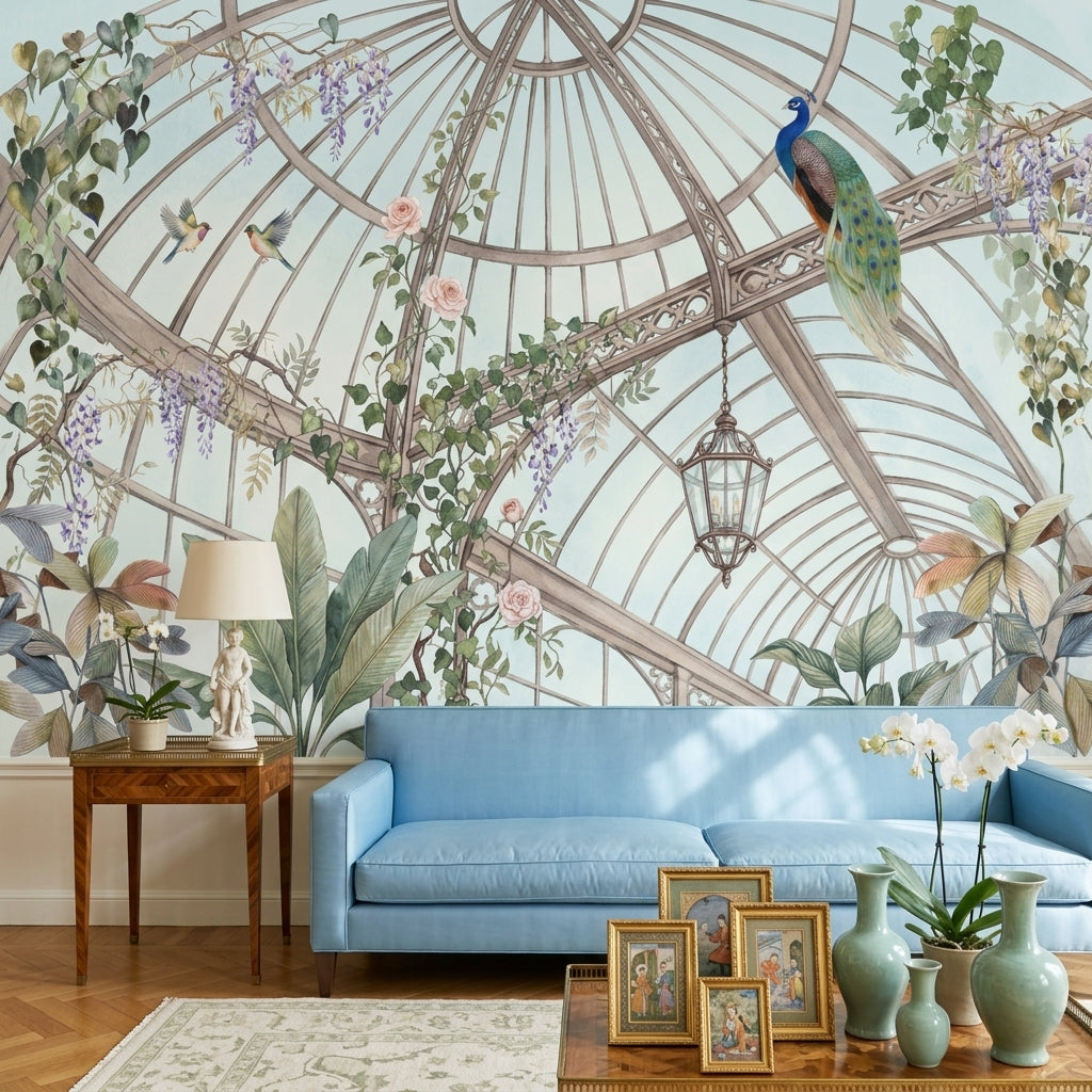 Conservatory Wallpaper Greenhouse Dome Removable Botanical Vines Wall Decor