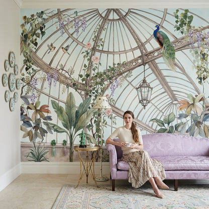 Conservatory Wallpaper Greenhouse Dome Removable Botanical Vines Wall Decor