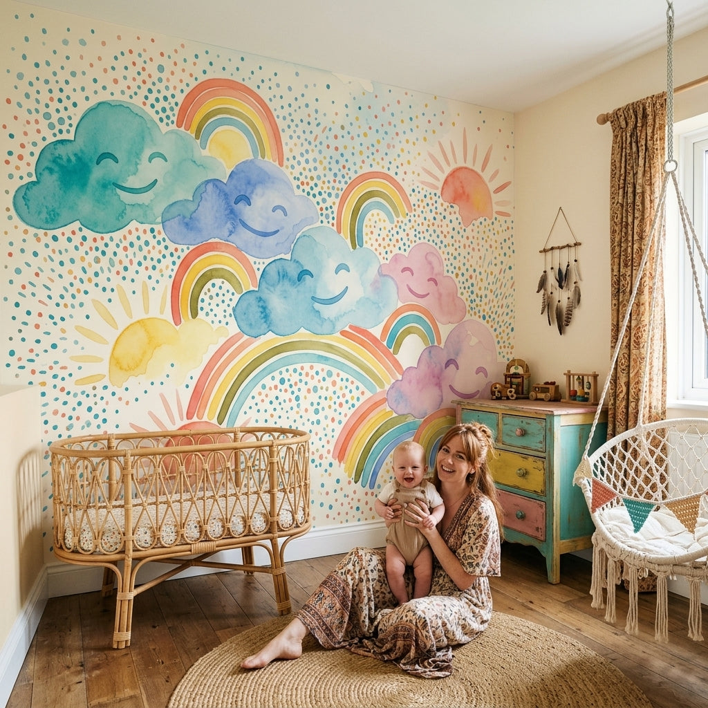 White Background Wallpaper Nursery Kids Wall Mural