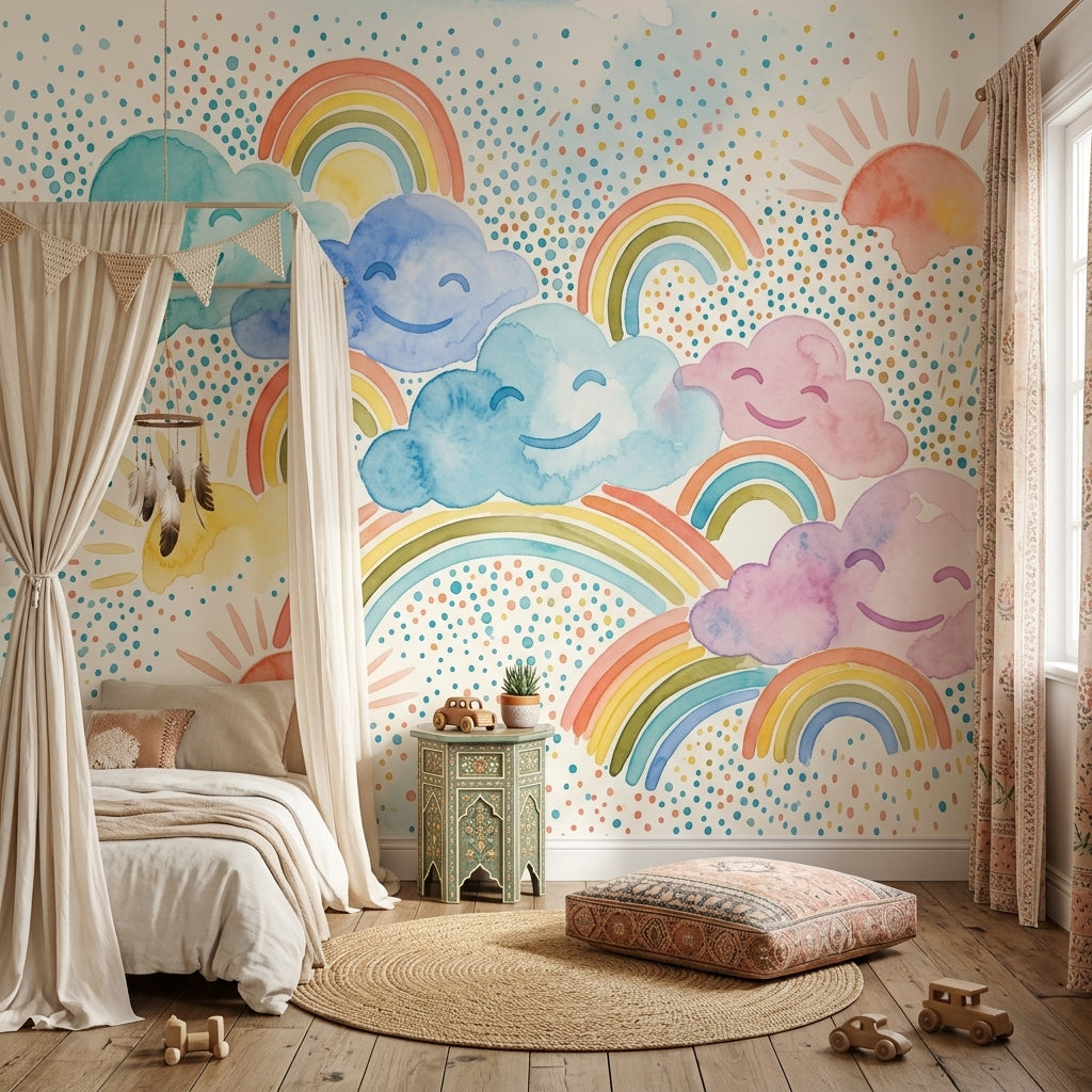 White Background Wallpaper Nursery Kids Wall Mural