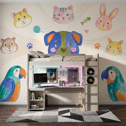 Kids Wallpaper Cartoon Pets Cute Animals Wall Mural