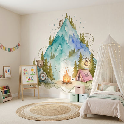 Mountain Landscape Wallpaper Pine Forest Removable Camping Wall Decor