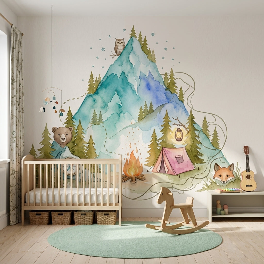 Mountain Landscape Wallpaper Pine Forest Removable Camping Wall Decor