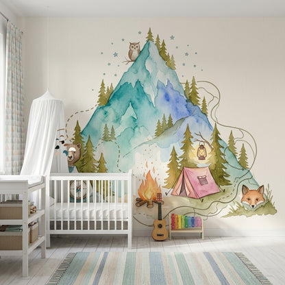 Mountain Landscape Wallpaper Pine Forest Removable Camping Wall Decor