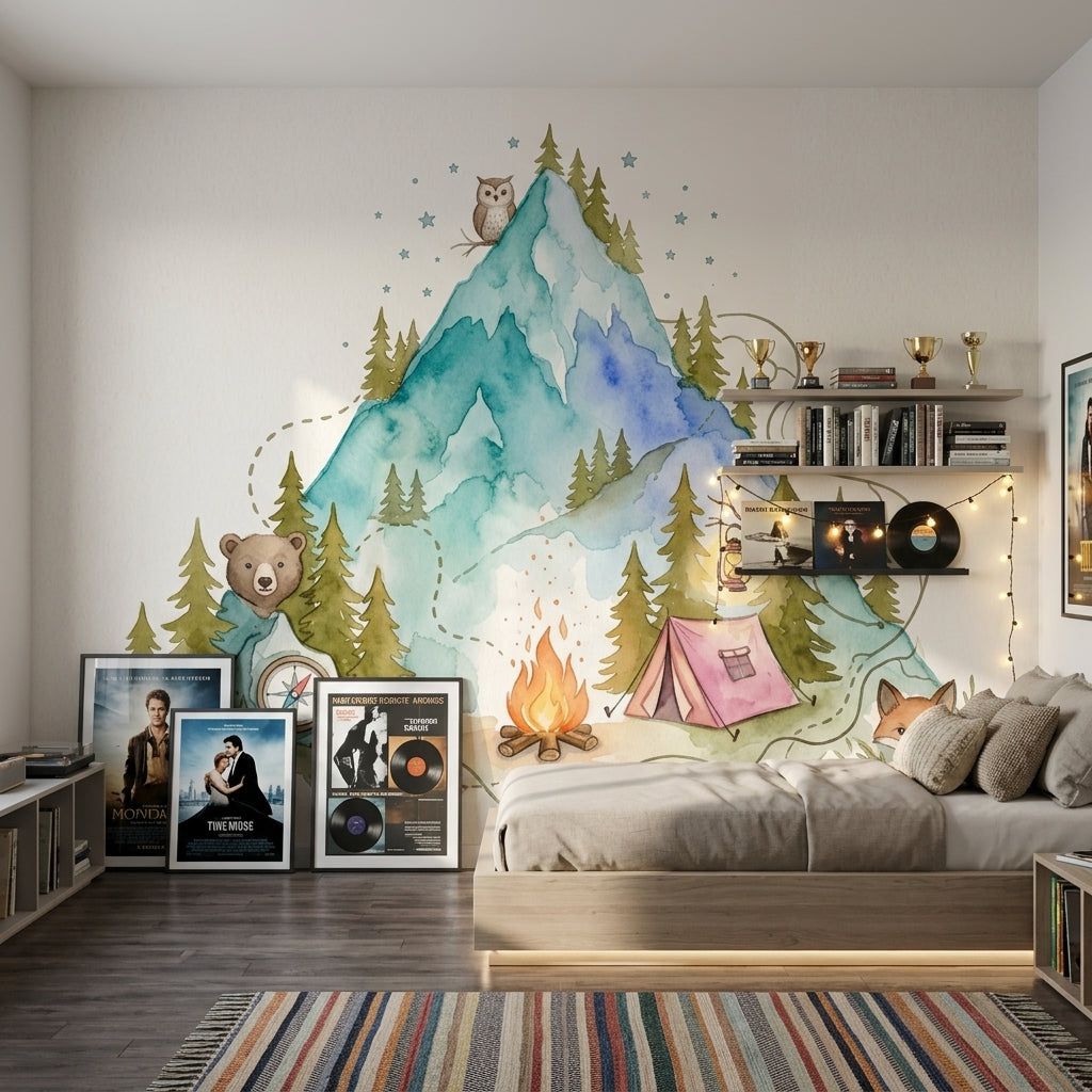 Mountain Landscape Wallpaper Pine Forest Removable Camping Wall Decor