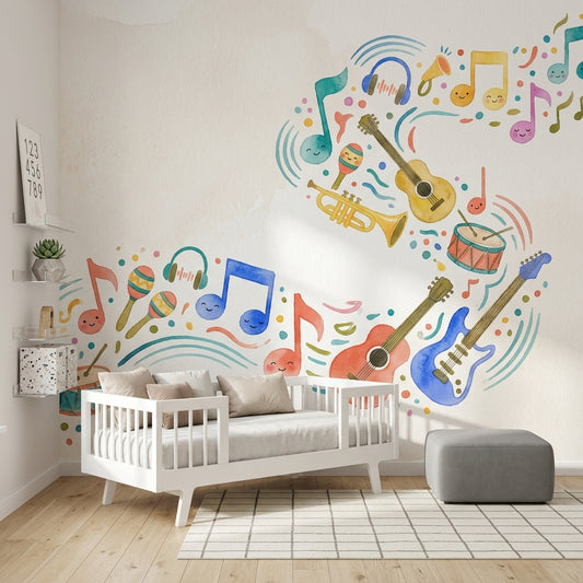 Music Wallpaper Musical Notes Instruments Removable Wall Decor