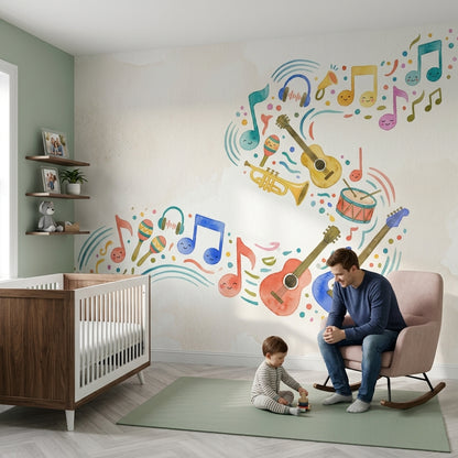 Music Wallpaper Musical Notes Instruments Removable Wall Decor