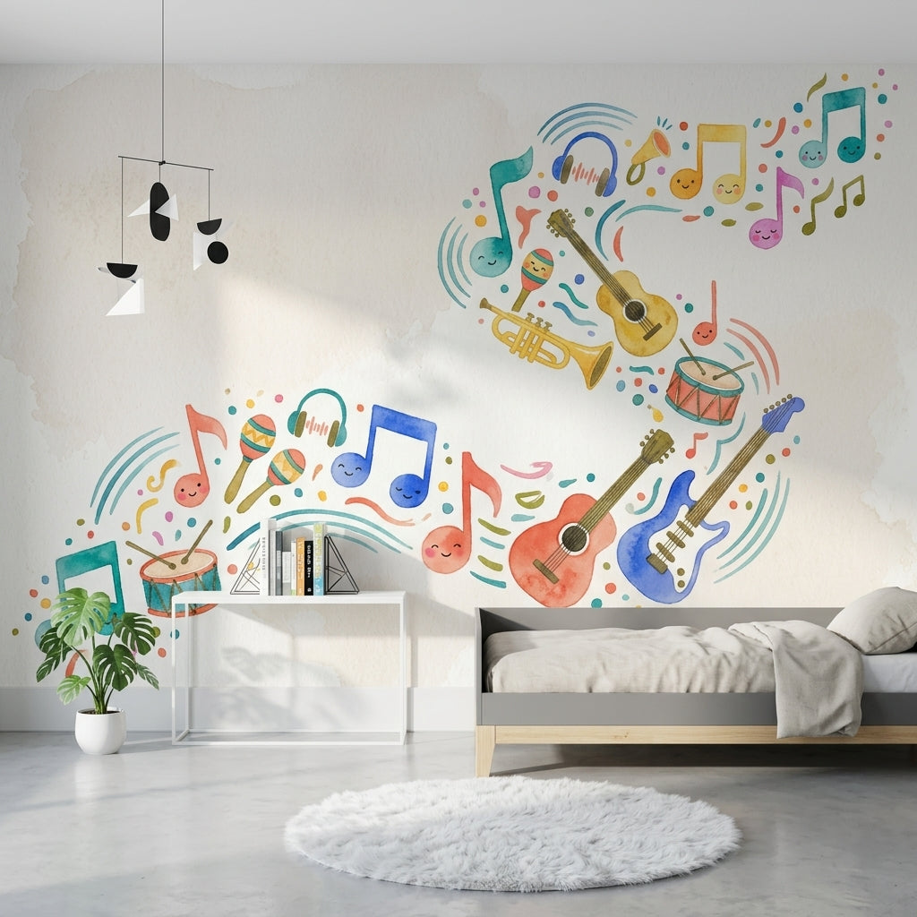 Music Wallpaper Musical Notes Instruments Removable Wall Decor