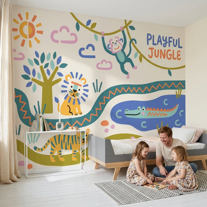 White Background Wallpaper Jungle Vibe Removable Wall Decor