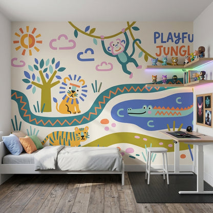 White Background Wallpaper Jungle Vibe Removable Wall Decor