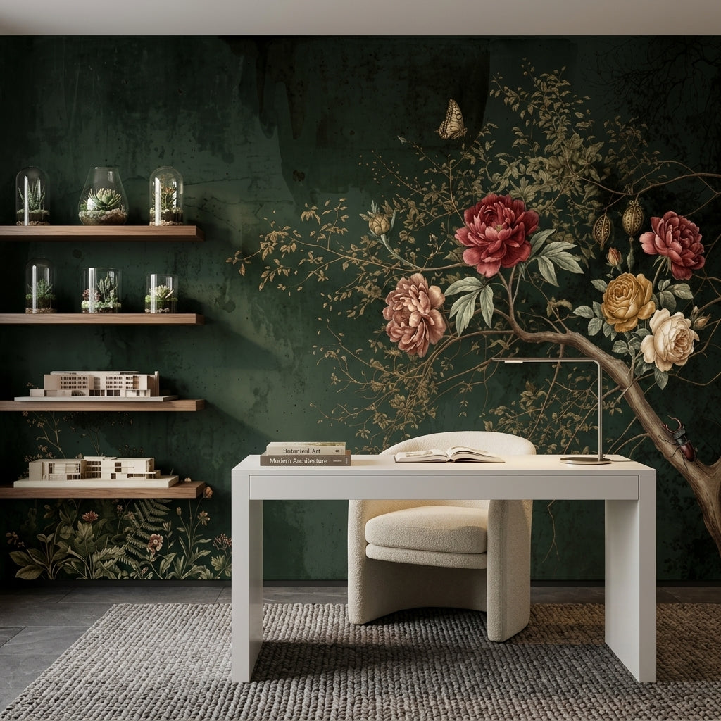 Dark Wallpaper Moody Botanical Removable Wall Decor