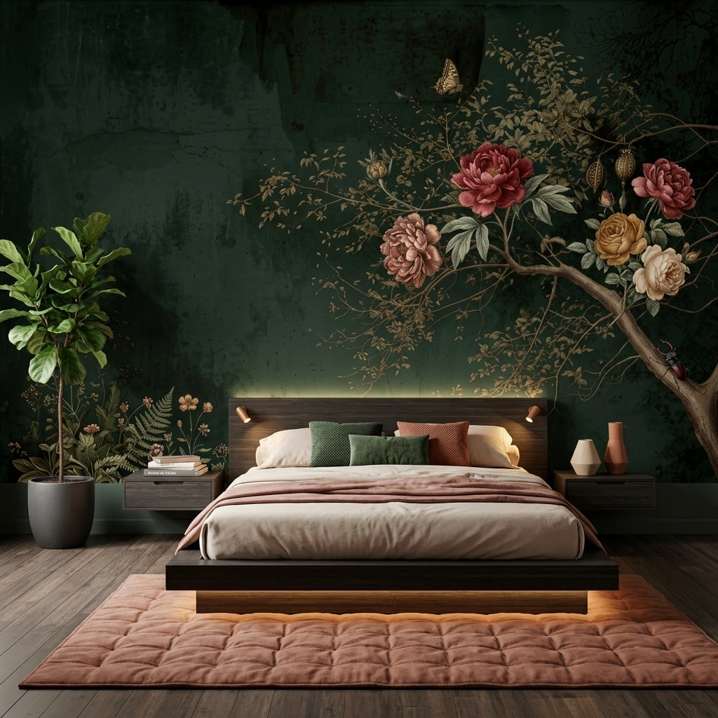 Dark Wallpaper Moody Botanical Removable Wall Decor