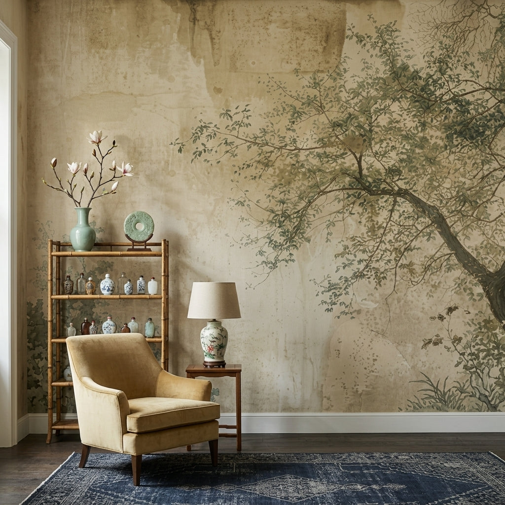 Paper Texture Wallpaper Muted Green Muted Green Wall Mural