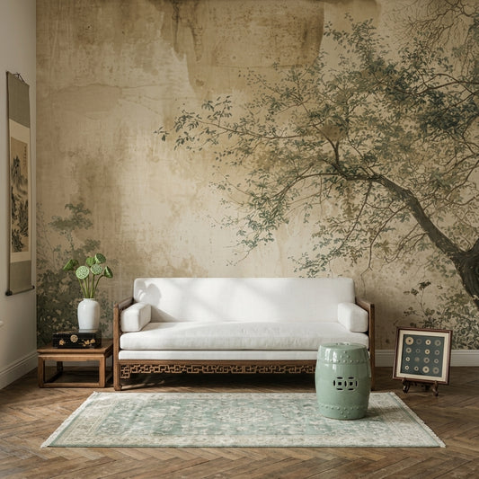 Paper Texture Wallpaper Muted Green Muted Green Wall Mural