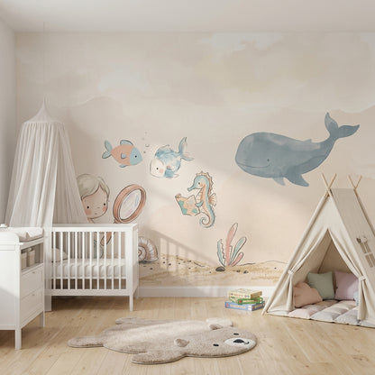 Underwater Wallpaper Mermaid Removable Watercolor Wall Decor