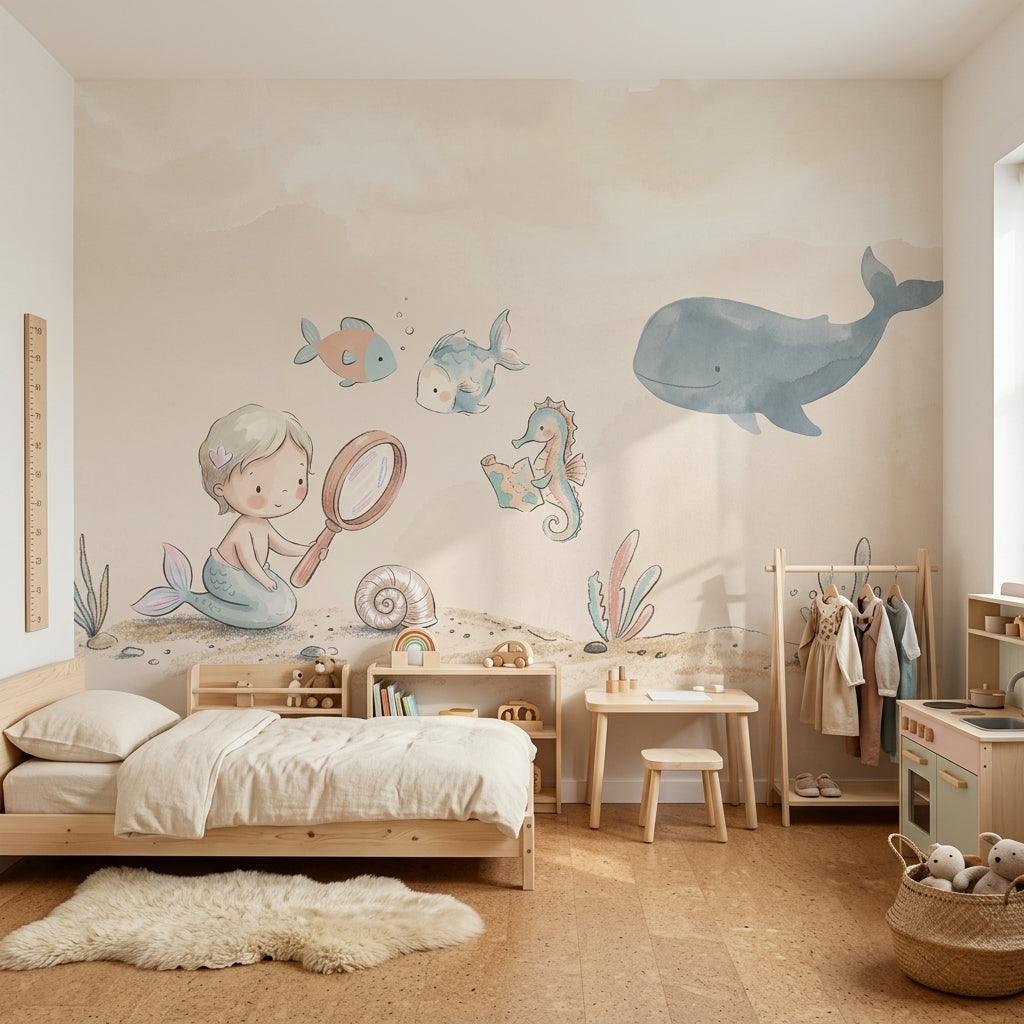 Underwater Wallpaper Mermaid Removable Watercolor Wall Decor
