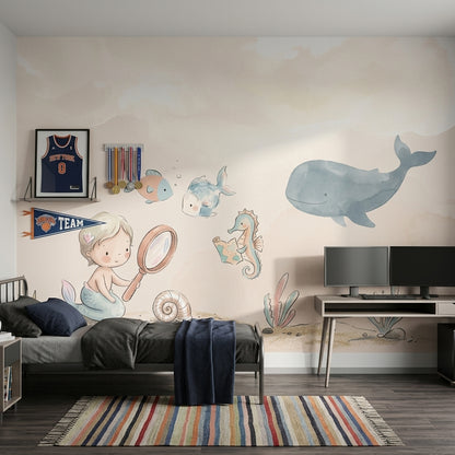 Underwater Wallpaper Mermaid Removable Watercolor Wall Decor